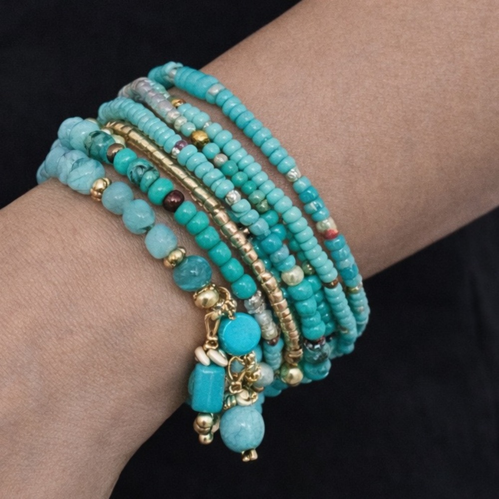 Turquoise Beaded Bracelet Set